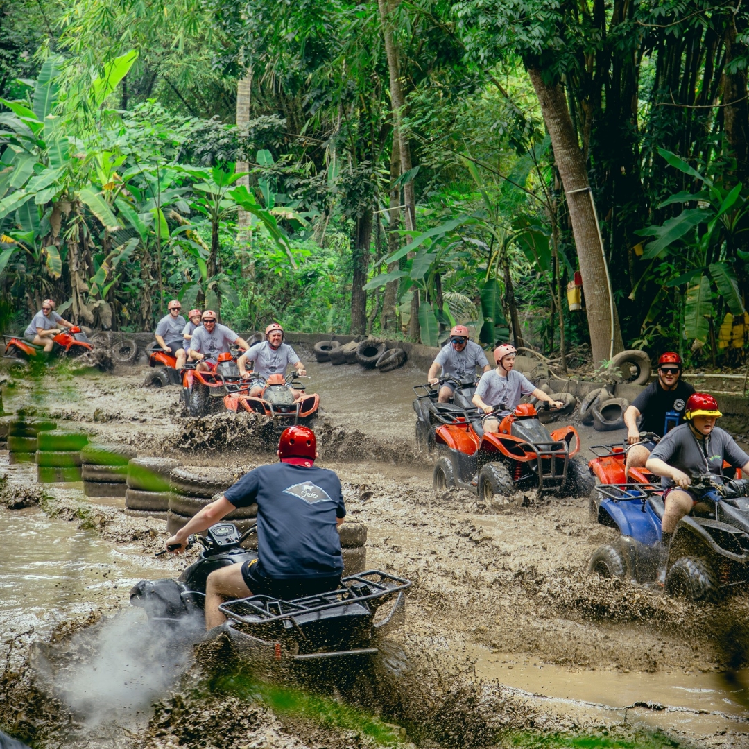 Group ATV adventure on a jungle track